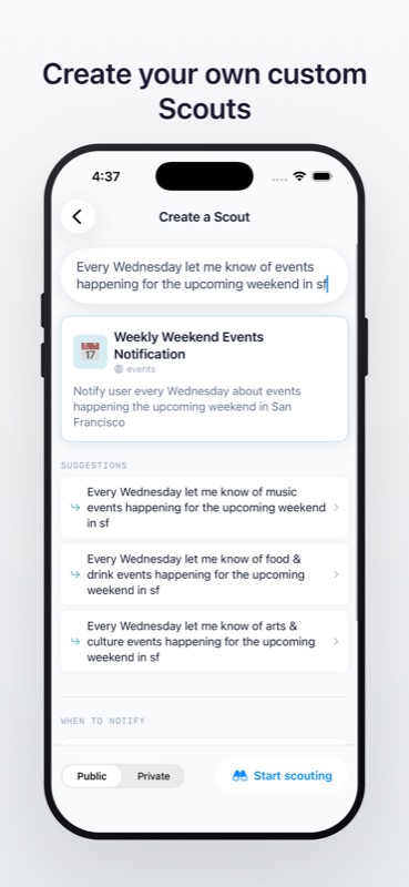 Scouts iOS — create your own custom Scouts